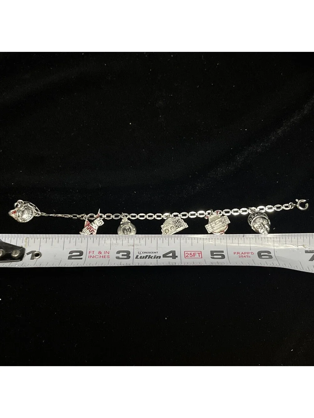 Silver Tone Drama Comedy Radio Music Themed Charm Bracelet Six  Charms Vintage